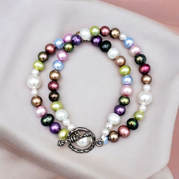 Unbranded Jewelry - Genuine Pearl Bracelet Freshwater Double Wrap 925 Silver Clasp or Beaded Choker